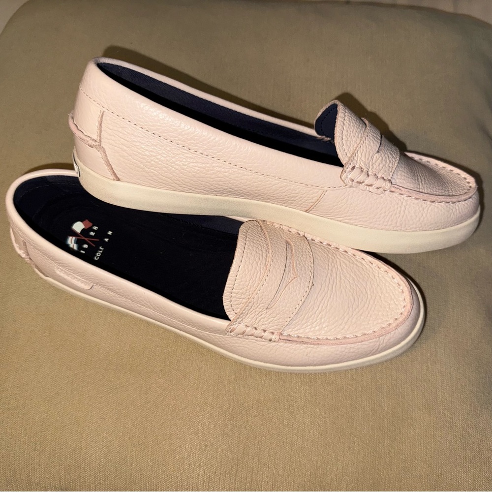 Cole Haan Nantucket Loafers Women Pebbled Leather Pink Size 9
